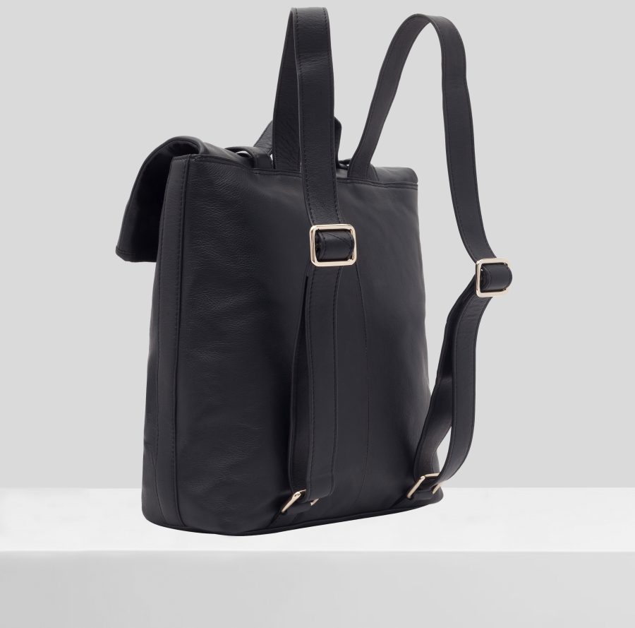 ASOS DESIGN satchel backpack with gold hardware in black