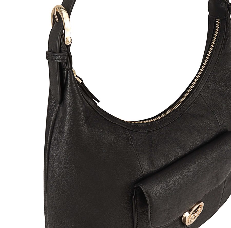 Longchamp, Bags, Longchamp Black Leather Le Foulonne Large Hobo Purse