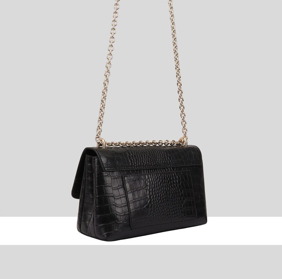 Black chain front underarm slouch bag hot sale